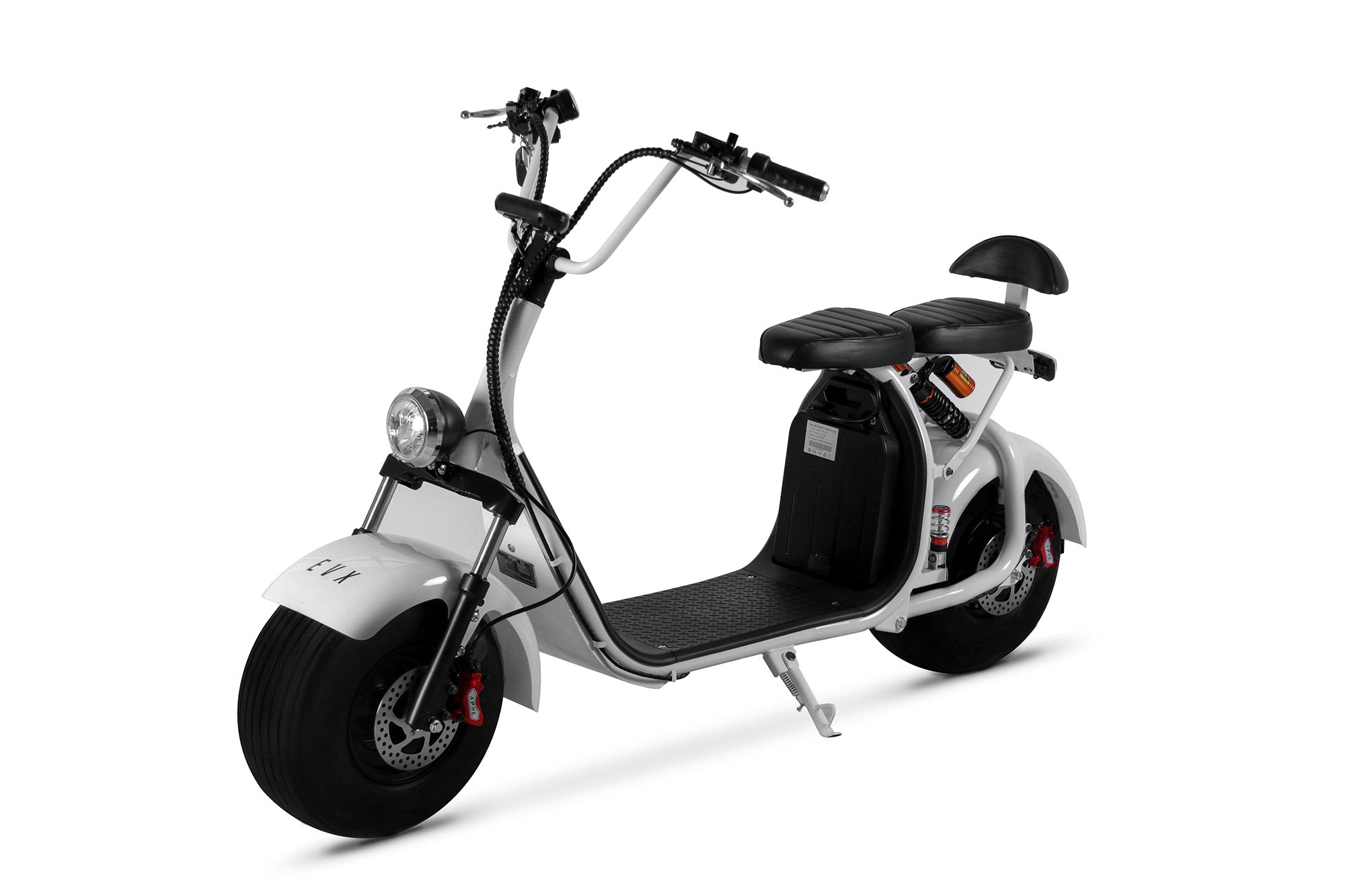 EVX Fat Tire Escooter 2 Seater Long Range 1000W Motor - 20Ah Removable Battery - White 32km/h